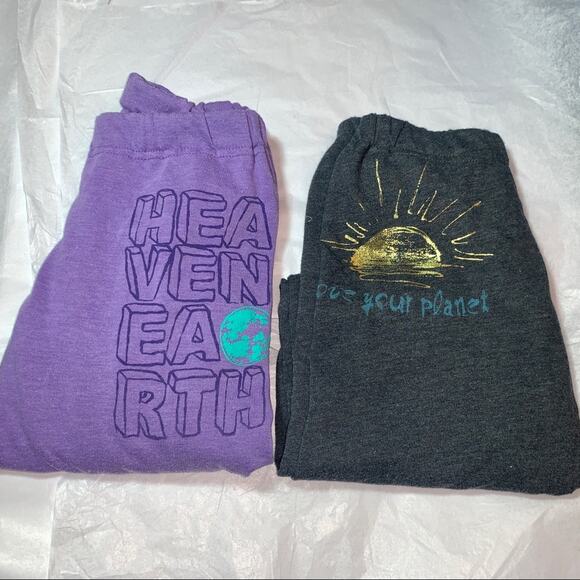 2 PAIRS LOVE YOUR PLANET & HEAVEN AND EARTH SWEATPANTS JOGGERS xs - Picture 6 of 6